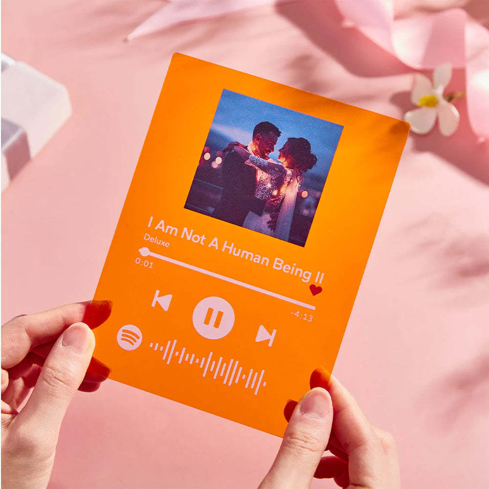 Scanbare Benutzerdefinierte Spotify-plaketten, Acryl-orange-plaketten, Musikgeschenke - ihrenamenskettede