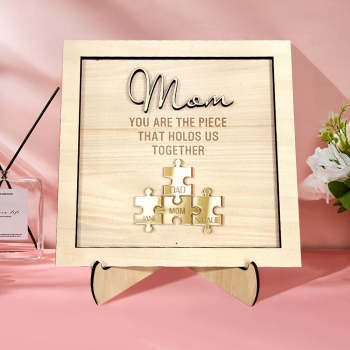 You Are the Piece That Holds Us Together Personalized Mom Puzzle Plaque Mother's Day Gift - NameNecklace