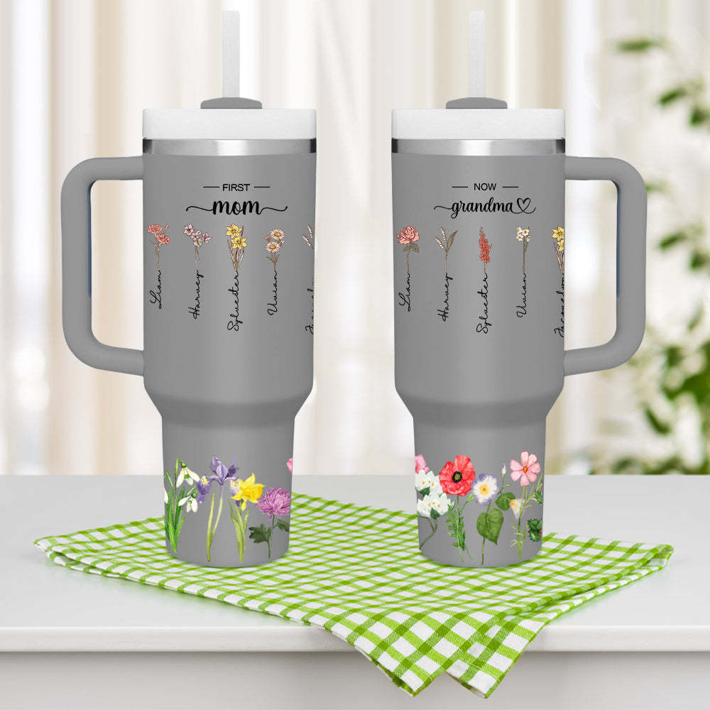 Personalisierter First Mom Now Grandma 40oz Becher Mit Strohhalm, Geburtstagsgeschenk Für Oma - ihrenamenskettede