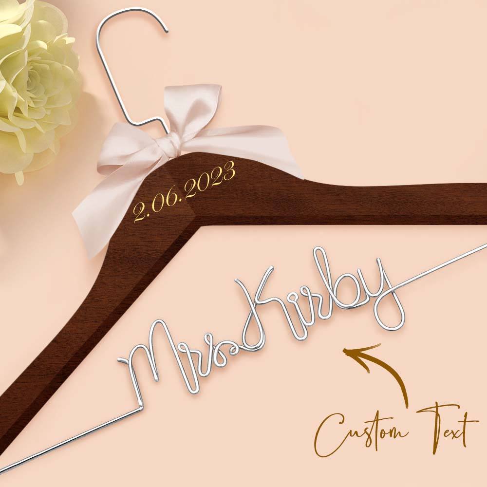 Personalisierter Braut-kleiderbügel, Hochzeits-namenshänger, Personalisierter Hochzeits-kleiderbügel, Hochzeitsgeschenke - ihrenamenskettede