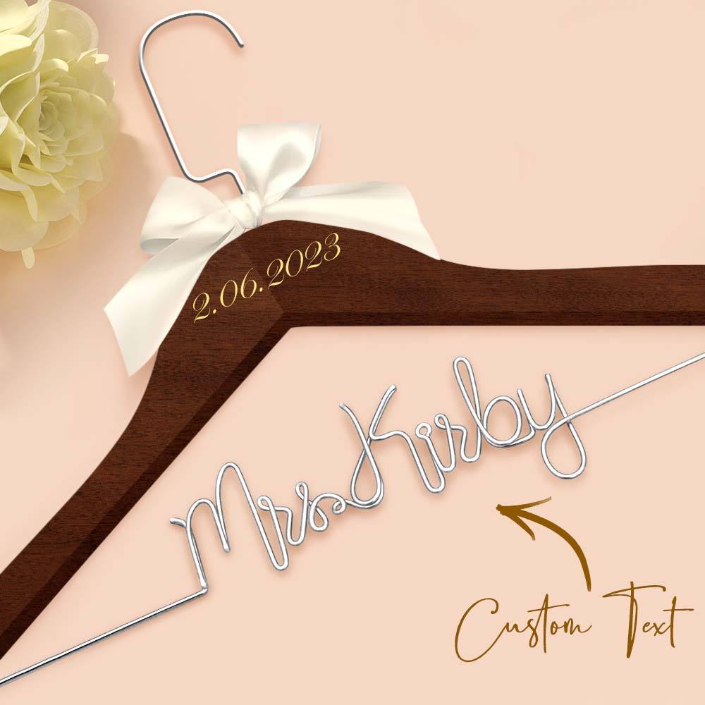 Personalisierter Braut-kleiderbügel, Hochzeits-namenshänger, Personalisierter Hochzeits-kleiderbügel, Hochzeitsgeschenke - ihrenamenskettede