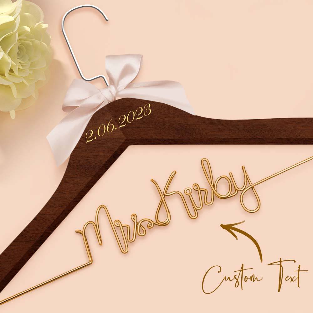 Personalisierter Braut-kleiderbügel, Hochzeits-namenshänger, Personalisierter Hochzeits-kleiderbügel, Hochzeitsgeschenke - ihrenamenskettede