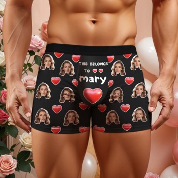 Benutzerdefinierte Herren-boxershorts Mit Gesicht Und Namen, Personalisierte Fotounterwäsche - namenecklacede