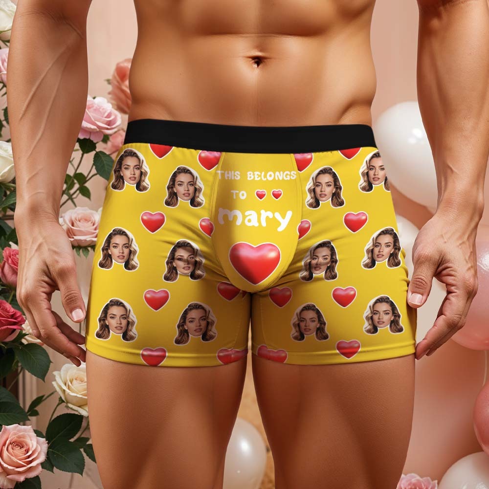 Benutzerdefinierte Herren-boxershorts Mit Gesicht Und Namen, Personalisierte Fotounterwäsche - namenecklacede