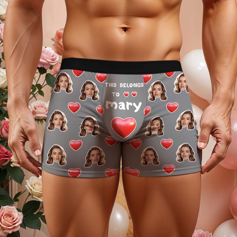 Benutzerdefinierte Herren-boxershorts Mit Gesicht Und Namen, Personalisierte Fotounterwäsche - namenecklacede