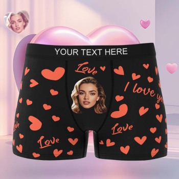 Benutzerdefinierte Herren-boxershorts Mit Gesicht, Personalisierte Boxershorts Mit Herzmuster, Besonderes Geschenk Zum Valentinstag - namenecklacede