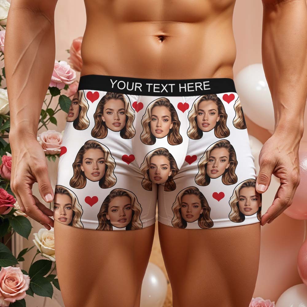 Geschenk Für Männer Benutzerdefinierte Big Face Herz Boxershorts - namenecklacede