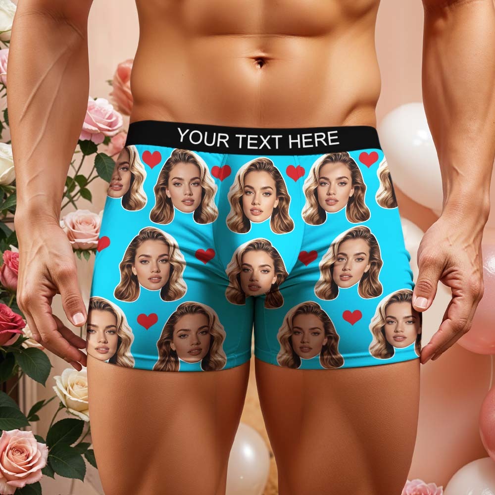Geschenk Für Männer Benutzerdefinierte Big Face Herz Boxershorts - namenecklacede