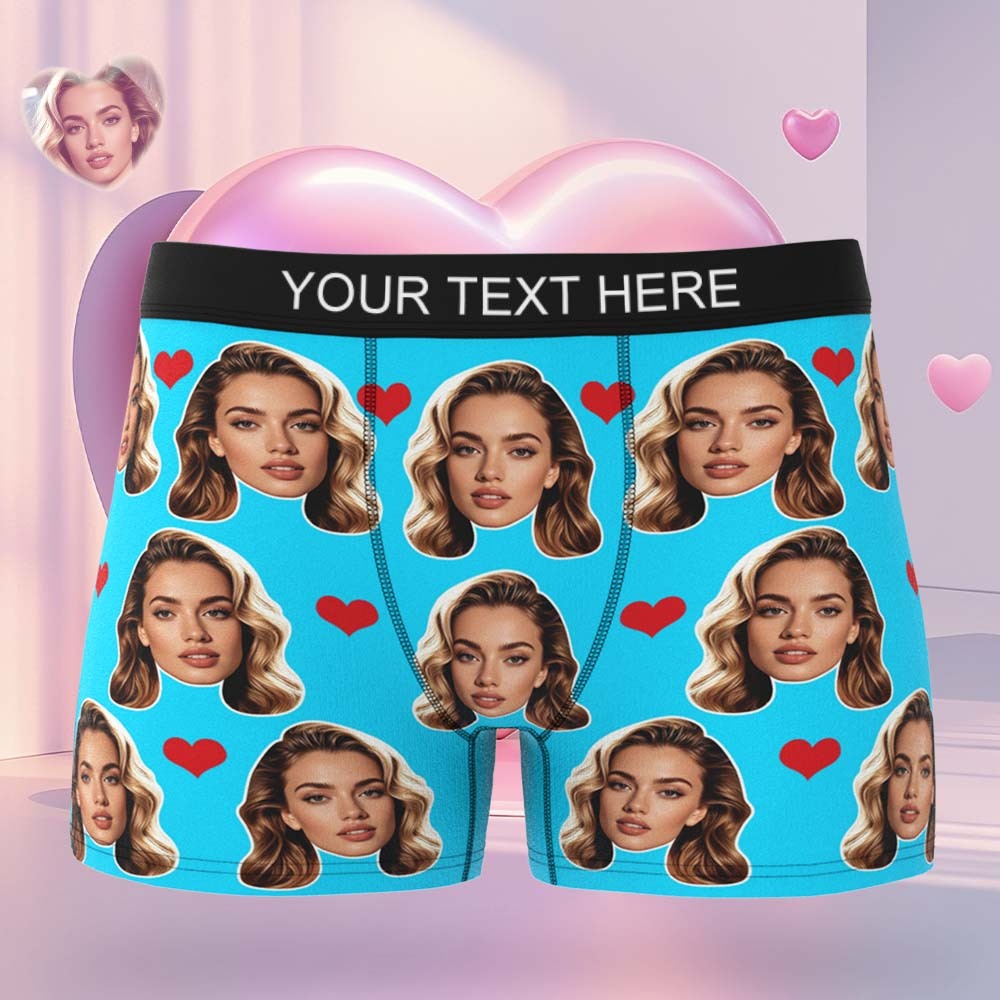 Geschenk Für Männer Benutzerdefinierte Big Face Herz Boxershorts - namenecklacede