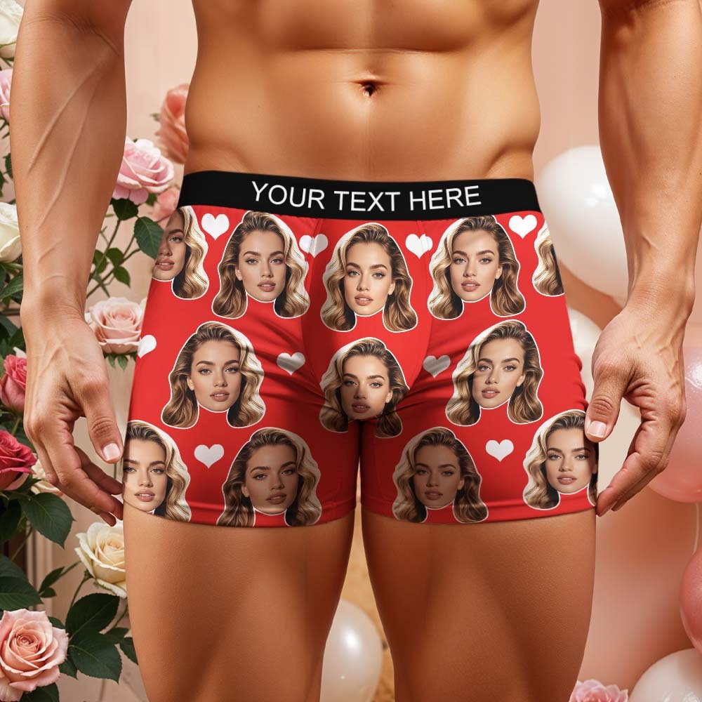 Geschenk Für Männer Benutzerdefinierte Big Face Herz Boxershorts - namenecklacede