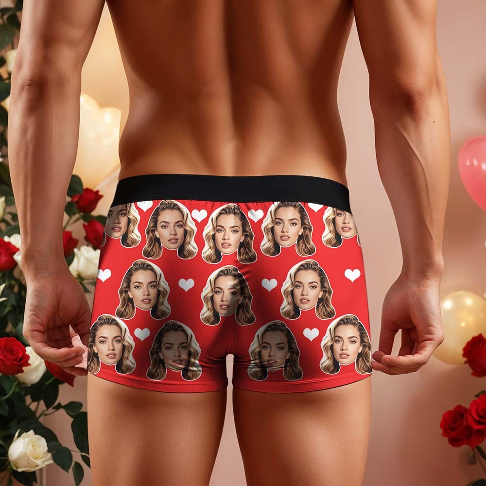 Geschenk Für Männer Benutzerdefinierte Big Face Herz Boxershorts - namenecklacede