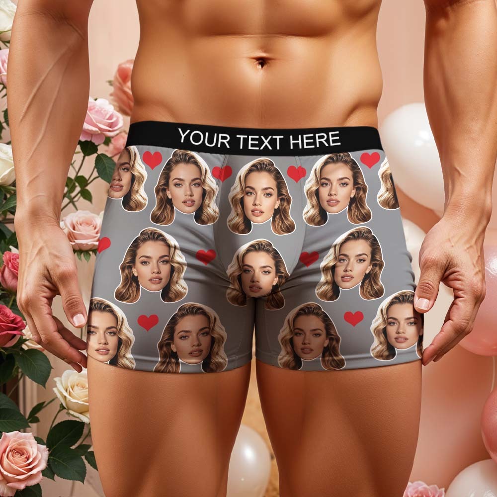 Geschenk Für Männer Benutzerdefinierte Big Face Herz Boxershorts - namenecklacede