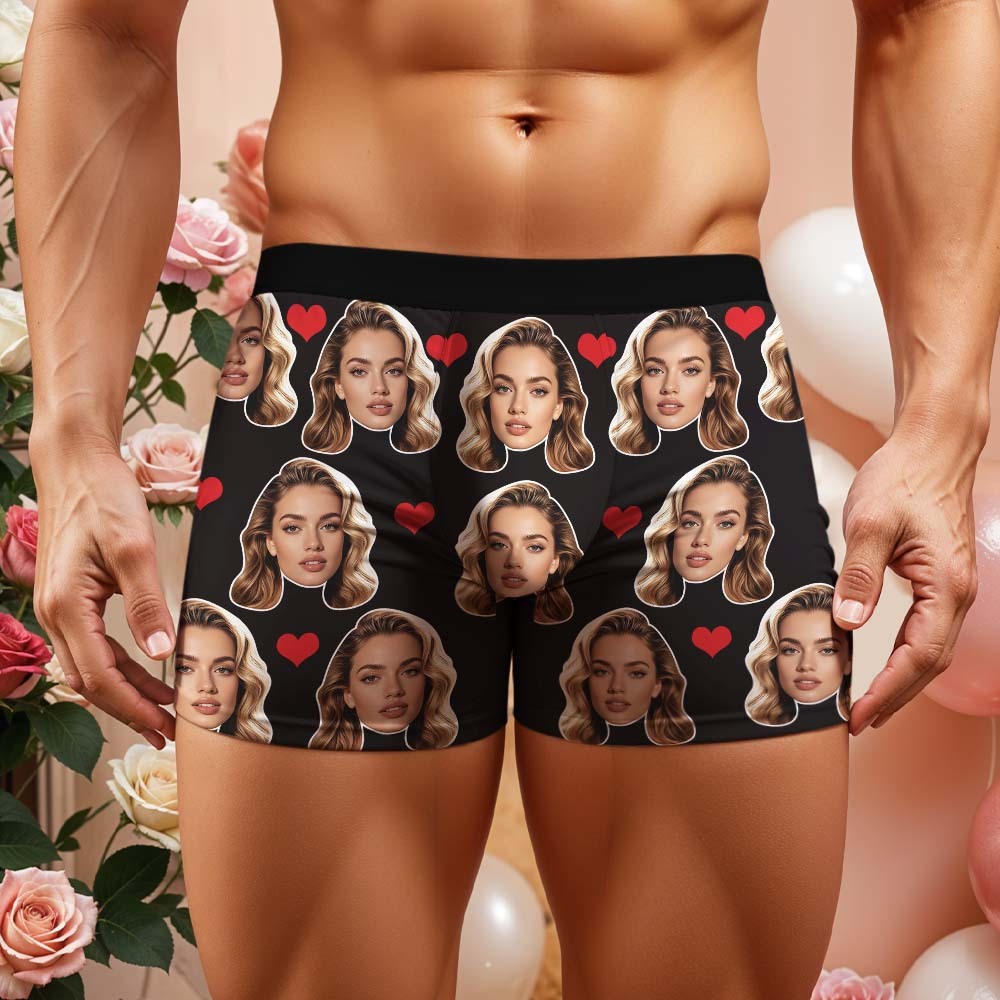 Geschenk Für Männer Benutzerdefinierte Big Face Herz Boxershorts - namenecklacede