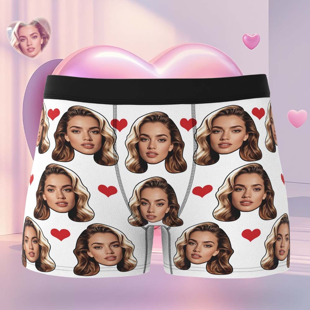 Geschenk Für Männer Benutzerdefinierte Big Face Herz Boxershorts - namenecklacede