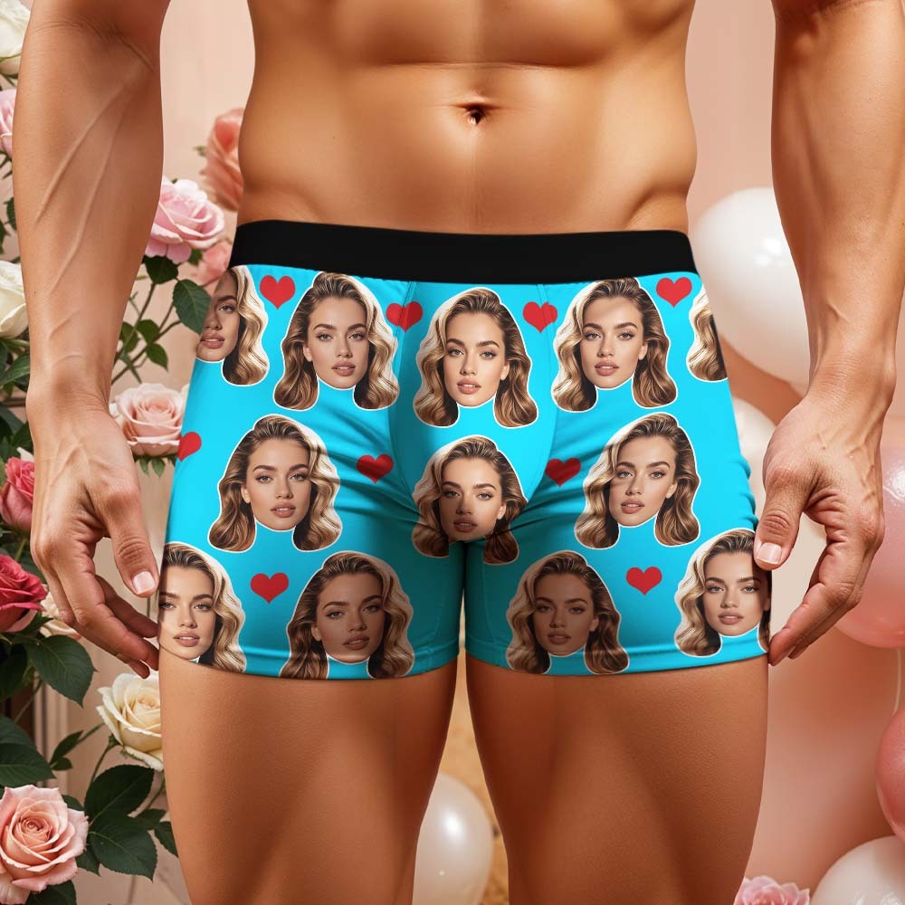 Geschenk Für Männer Benutzerdefinierte Big Face Herz Boxershorts - namenecklacede