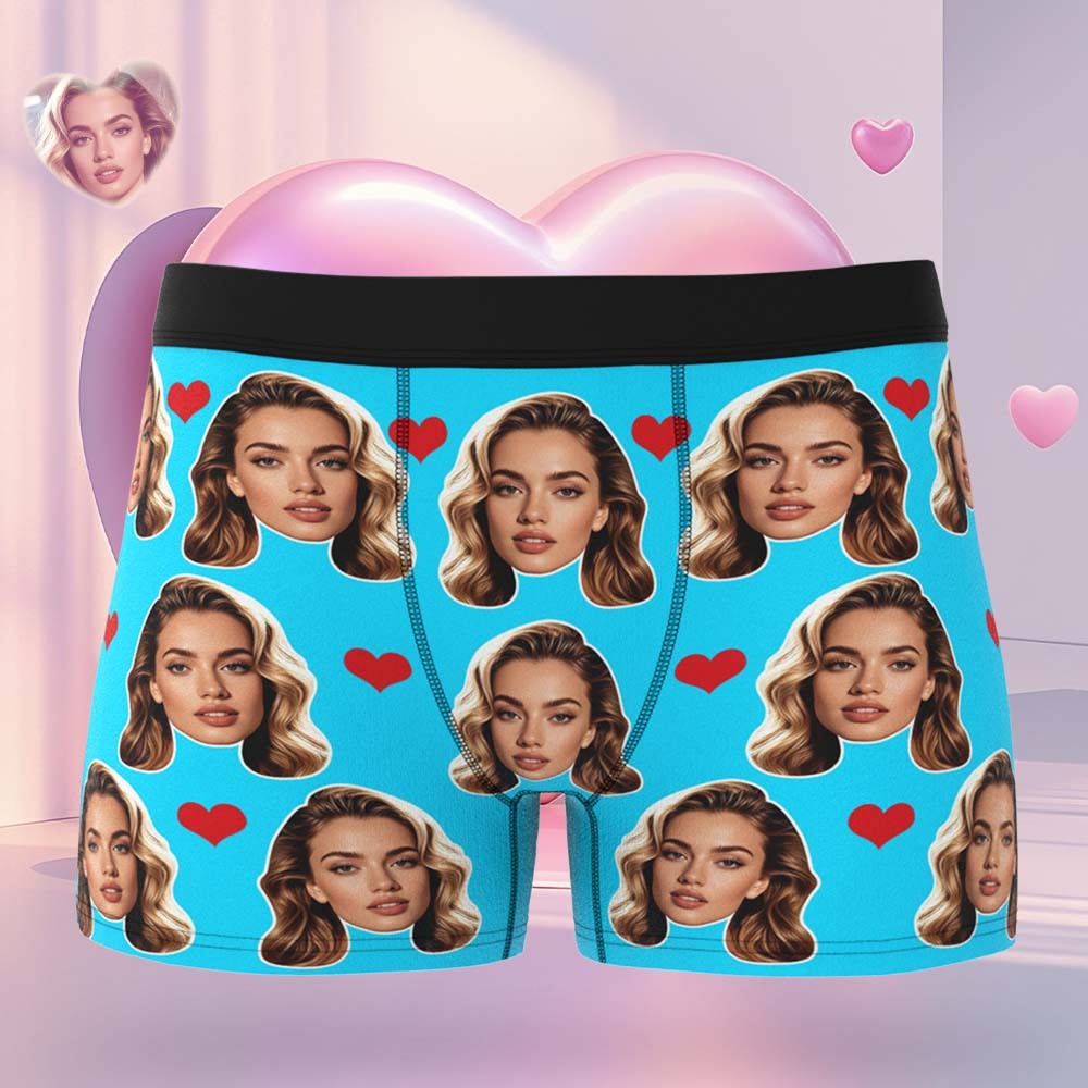 Geschenk Für Männer Benutzerdefinierte Big Face Herz Boxershorts - namenecklacede
