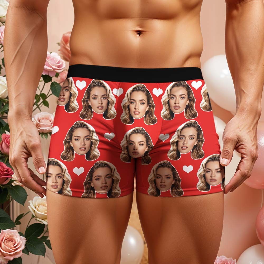Geschenk Für Männer Benutzerdefinierte Big Face Herz Boxershorts - namenecklacede