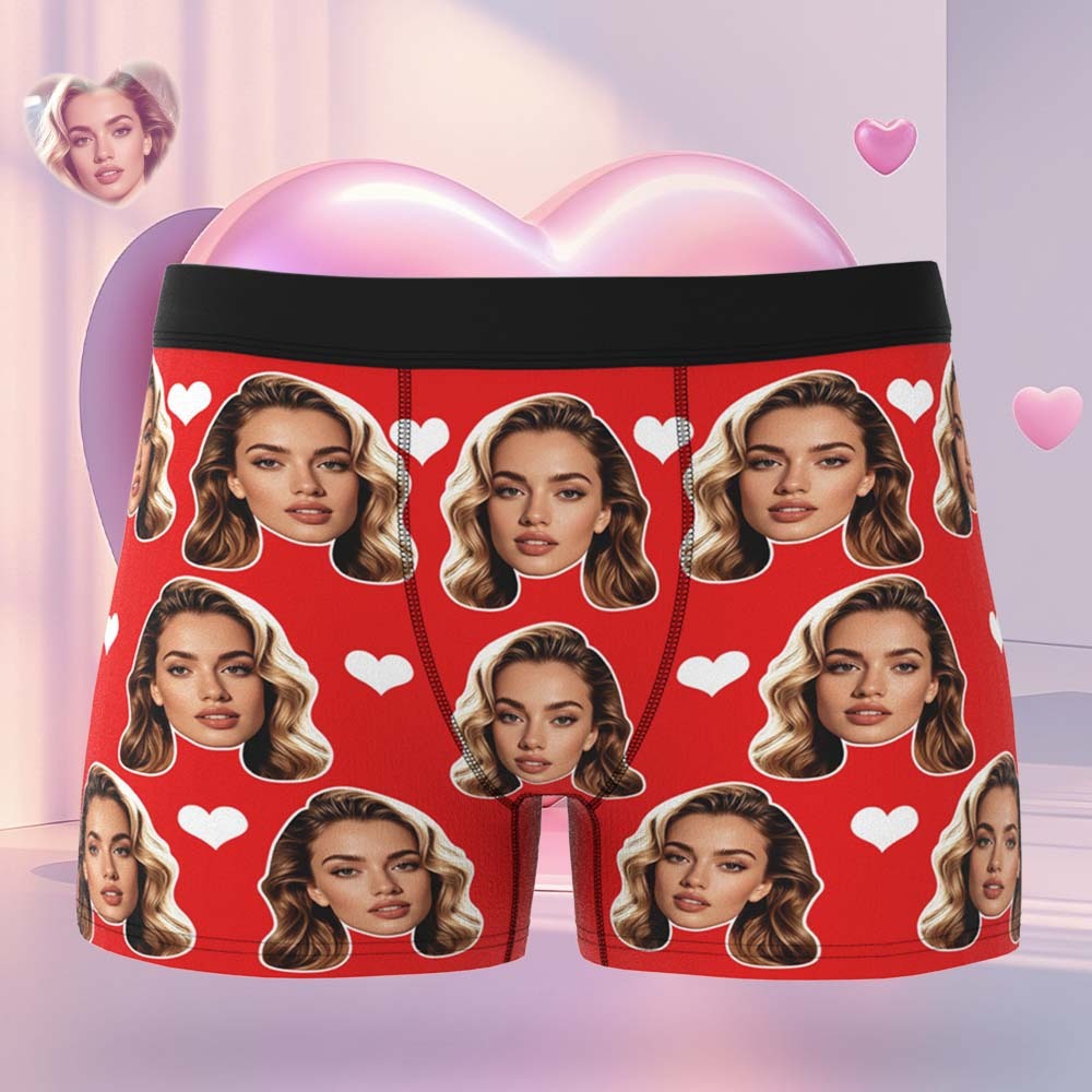 Geschenk Für Männer Benutzerdefinierte Big Face Herz Boxershorts - namenecklacede