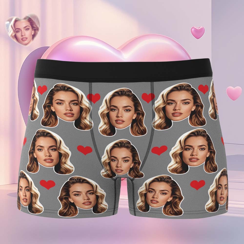 Geschenk Für Männer Benutzerdefinierte Big Face Herz Boxershorts - namenecklacede