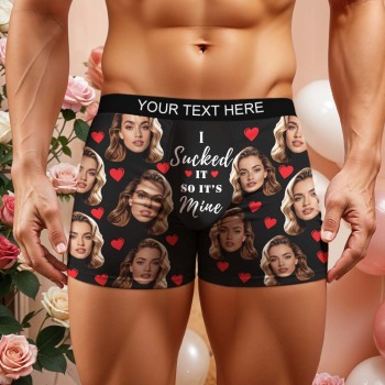 Personalisierter Lustiger Großer Gesichts-boxershorts Mit Individuellem Bundtext, Geschenk Für Männer – Es Gehört Mir - namenecklacede