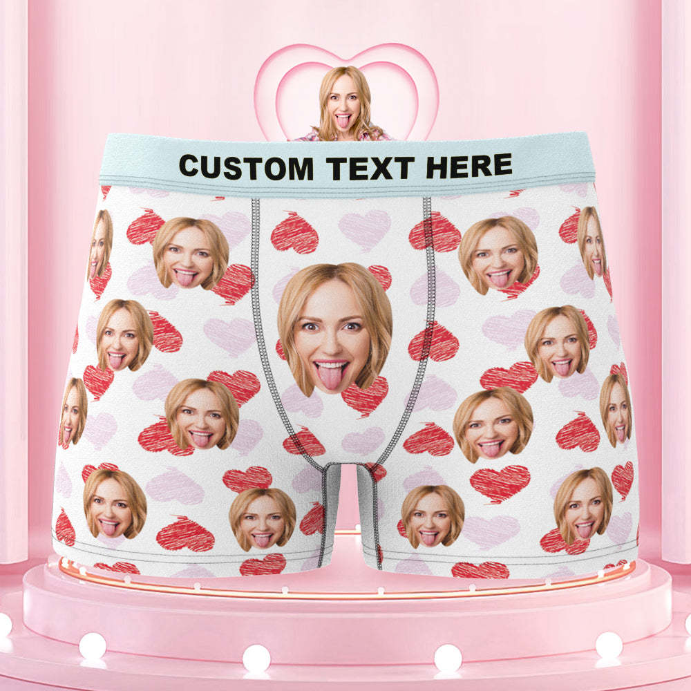 Benutzerdefinierte Gesicht Boxershorts Bunte Bund Boxer Briefs Rote Und Rosa Herzen Geschenke Für Ihn - namenecklacede