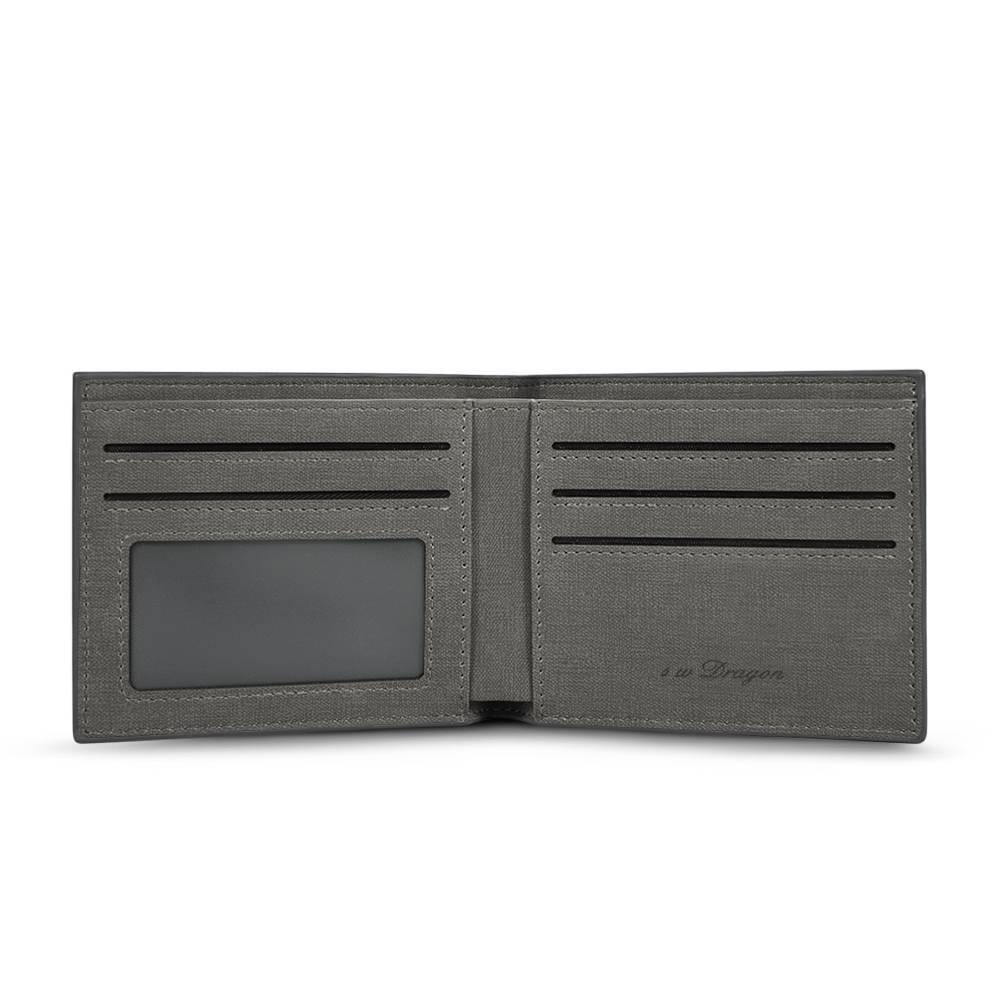 Men's Bifold Engraved Photo Wallet - Gray Leather