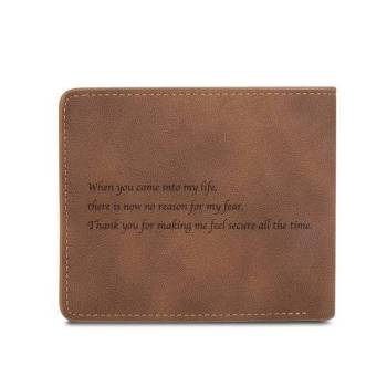 Herren Gravierte Foto Brieftasche Braun