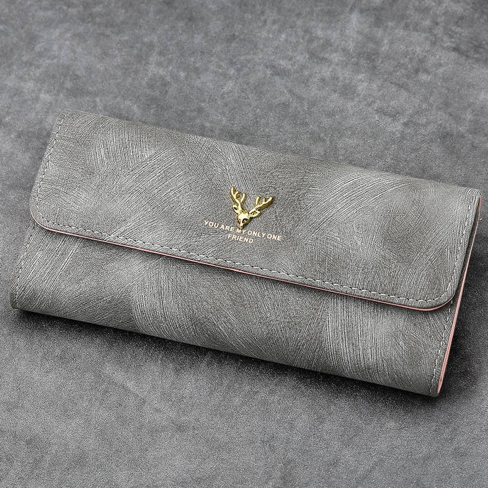 Women's Photo Engraved Trifold Photo Wallet - Grey Leather