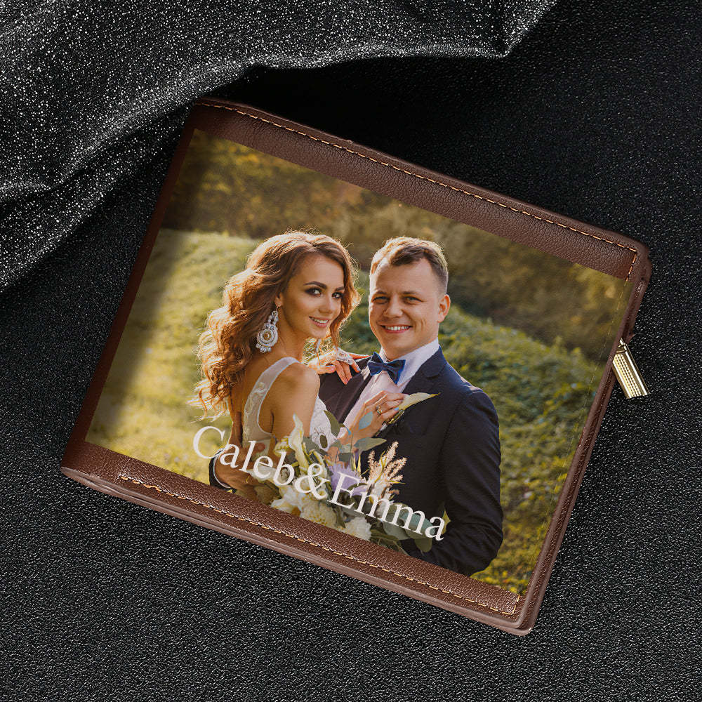 Personalisiertes Portemonnaie Mit Fotogravur, Valentinstag, Hochzeitsgeschenk Für Den Freund - ihrenamenskettede