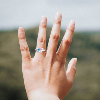 Engraved Mother's Ring With Personalized Heart Birthstone Silver