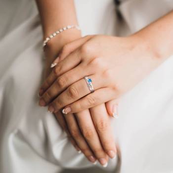 Silver Engraved Promise Ring With Double Heart Birthstone