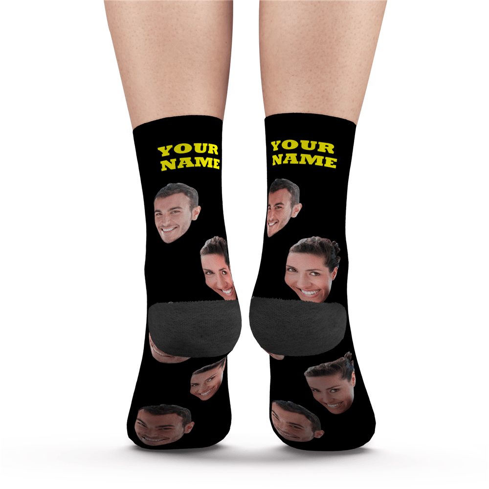 Personalisierte Fotosocken Als Weihnachtsgeschenk: Socken Mit Individuellem Gesicht Und Ihrem Text, 3d-vorschau, Bunte Socken - namenecklacede