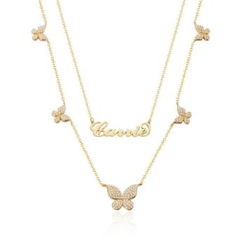 Soufeel Gold Carrie Style Name Halskette Mit Schmetterling Anhänger Halskette Für Freundin Geschenke Zirkon