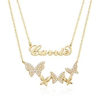 Carrie Style Name Halskette Mit Schmetterling Anhänger Halskette Für Freundin Geschenke