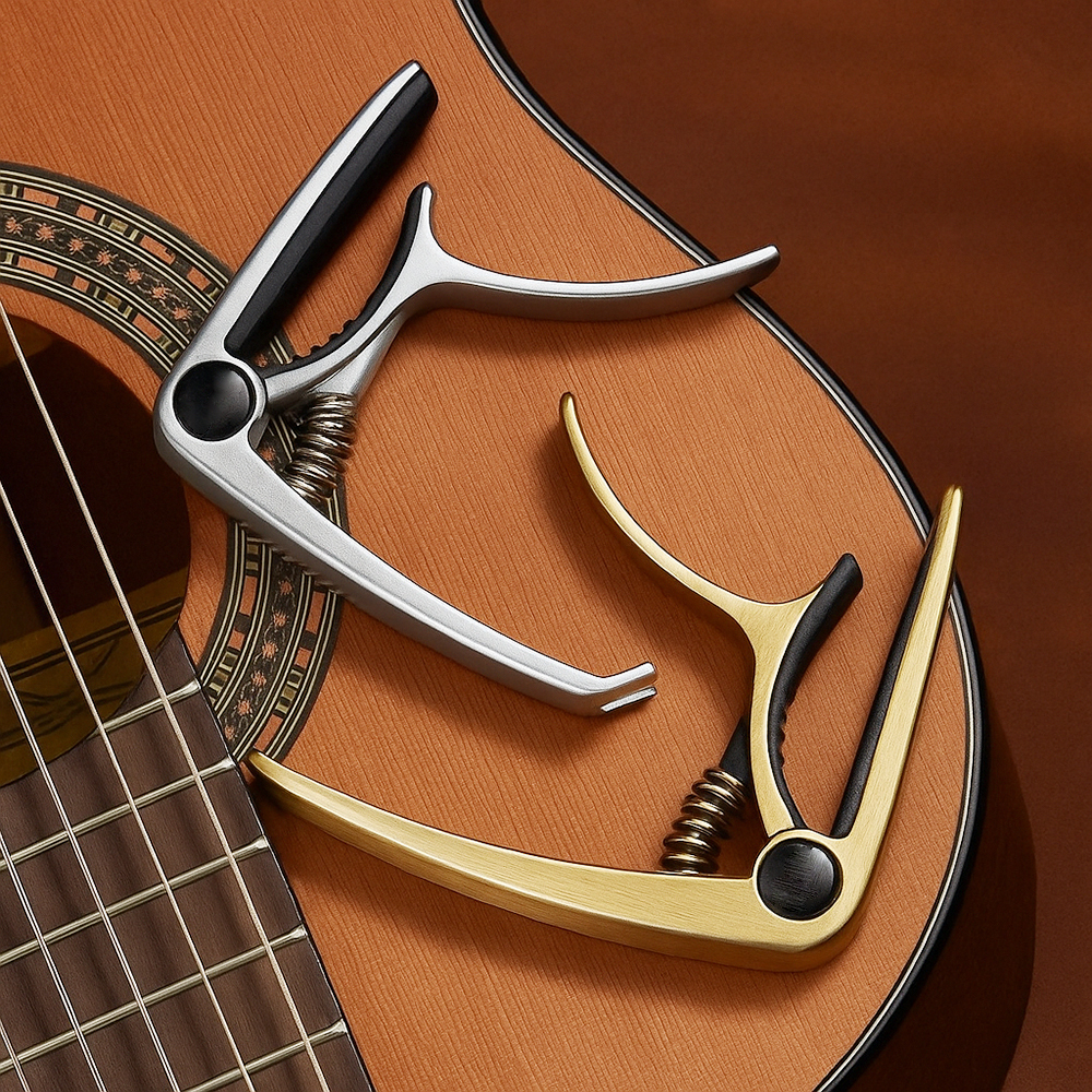 Personalisierter Gitarren-capo Aus Metall Mit Holzmaserung, Individueller Botschaft, Graviertem Plektrum, Geburtstagsgeschenk, Vatertagsgeschenk Für Gitarristen - namenecklacede
