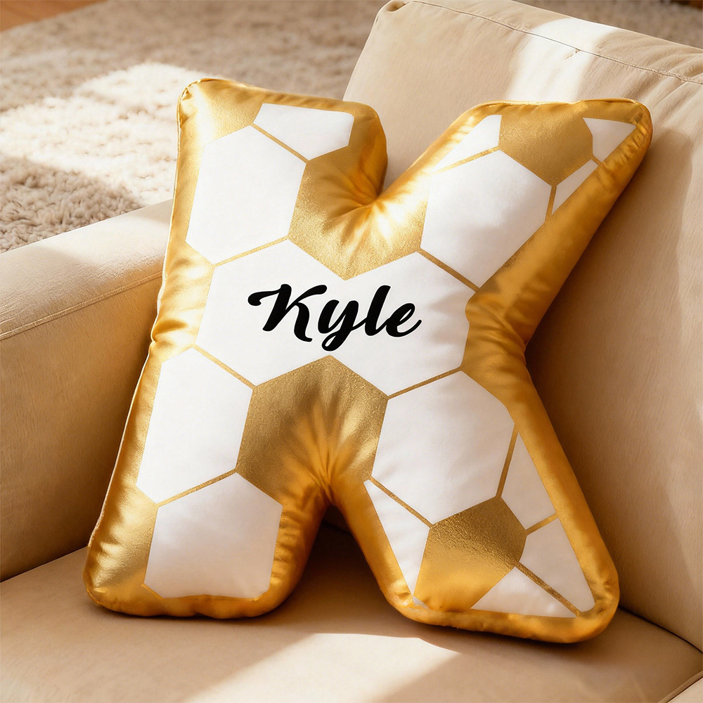 Personalisiertes Fußball-kissen Mit Anfangsbuchstaben, Individuelles Monogramm, Sportkissen, Dekokissen Mit Fußballmotiv, Geschenk - namenecklacede
