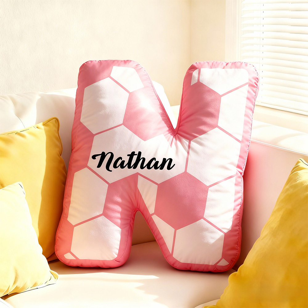 Personalisiertes Fußball-kissen Mit Anfangsbuchstaben, Individuelles Monogramm, Sportkissen, Dekokissen Mit Fußballmotiv, Geschenk - namenecklacede