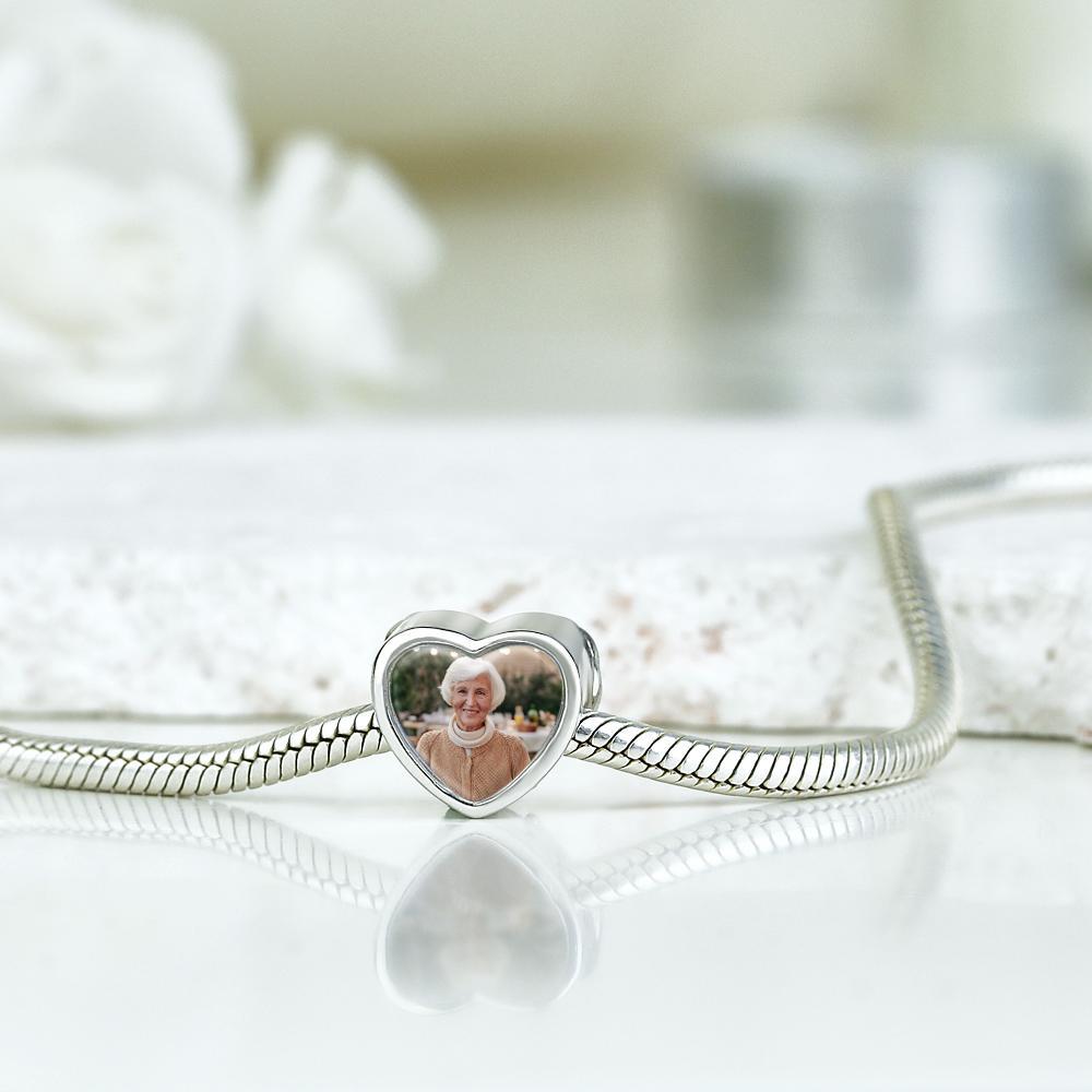 Personalisierter Foto-charm Mit Herzflügel, Romantisches Geschenk - ihrenamenskettede