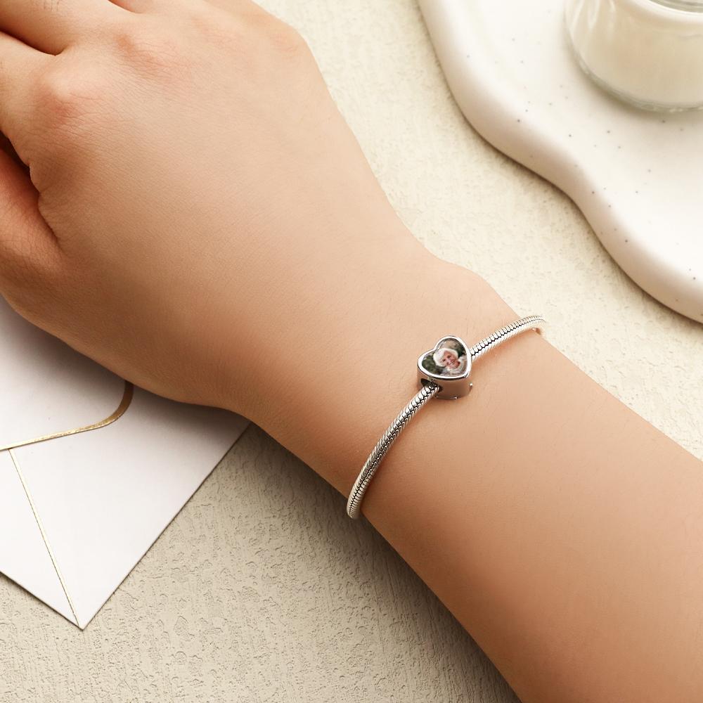 Personalisierter Foto-charm Mit Herzflügel, Romantisches Geschenk - ihrenamenskettede