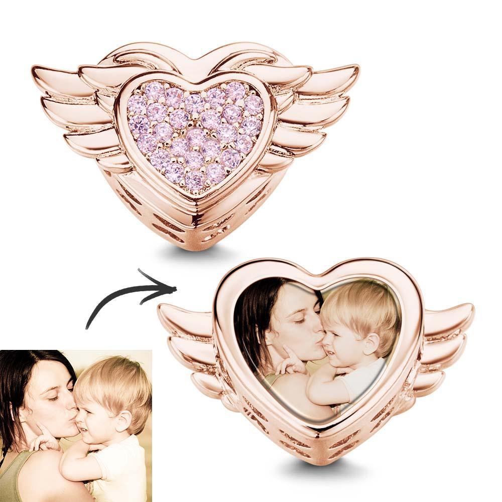 Personalisierter Fotoanhänger Mit Herzflügeln Als Geschenk Für Mama - ihrenamenskettede