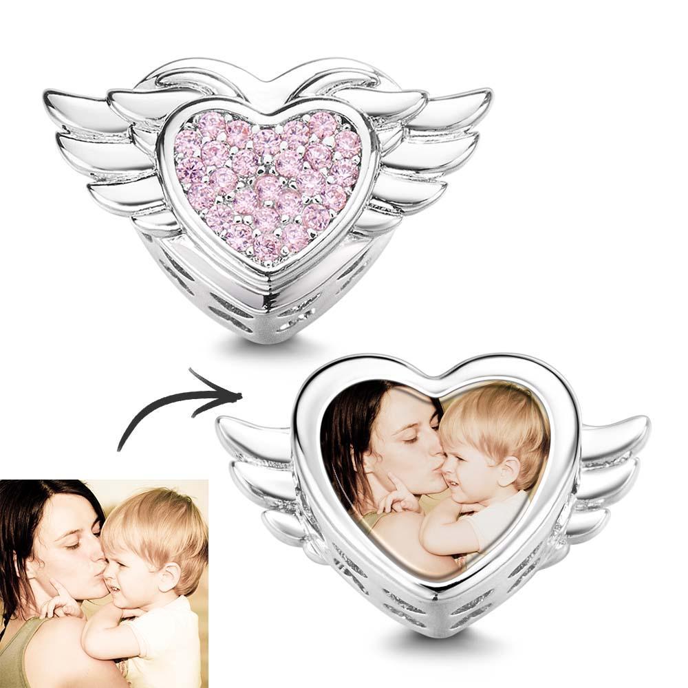 Personalisierter Fotoanhänger Mit Herzflügeln Als Geschenk Für Mama - ihrenamenskettede