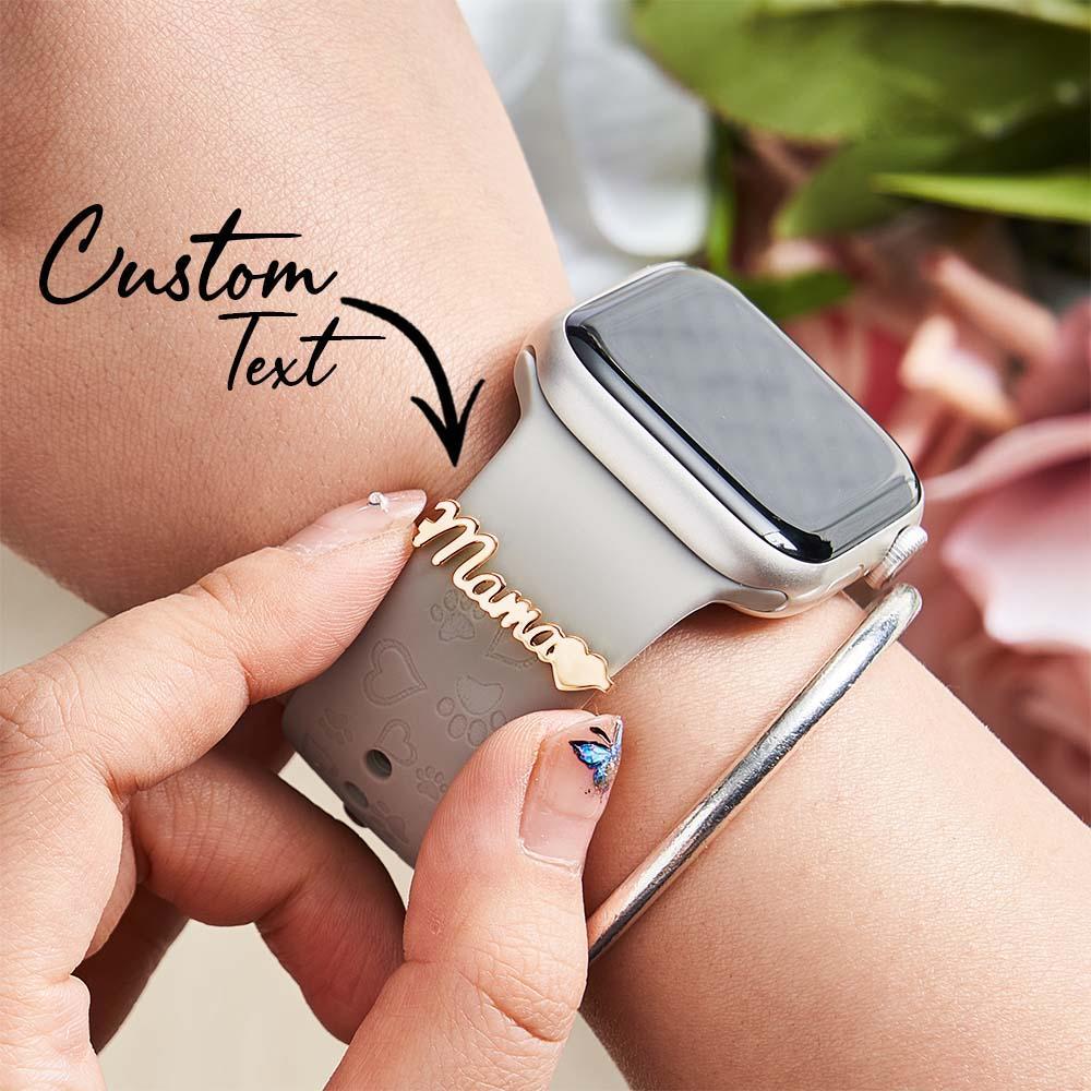 Benutzerdefinierte Apple Watch Name Mama Tag Charme, Personalisieren Smart Watch Straps Charme, Solid Gold Smart Watch Tag, Name Figur Zubehör - namenecklacede