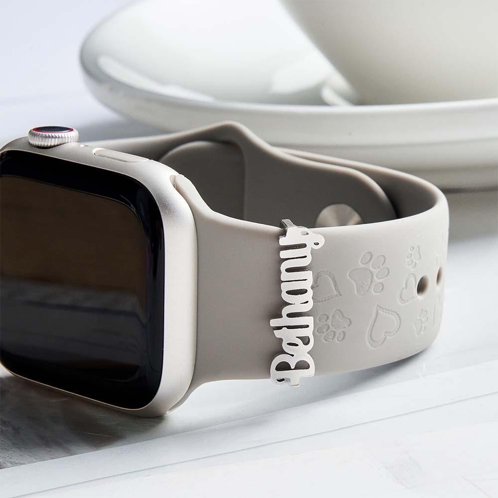 Personalisierte Apple Watch Charms - Uhrennamensband - Uhrenbar Namensanhänger - Roségold Silber Namensschild - Valentinstagsgeschenk - Geschenk Für Sie - namenecklacede