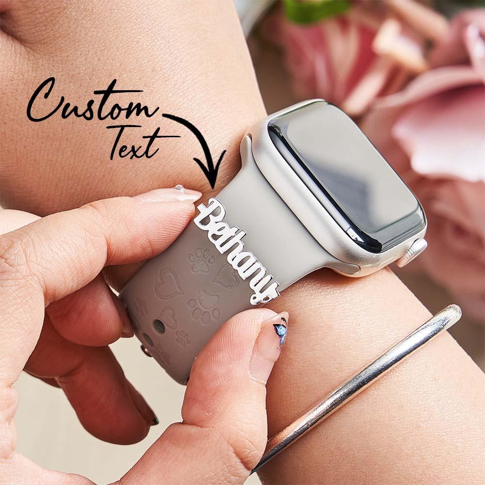 Personalisierte Apple Watch Charms - Uhrennamensband - Uhrenbar Namensanhänger - Roségold Silber Namensschild - Valentinstagsgeschenk - Geschenk Für Sie - namenecklacede