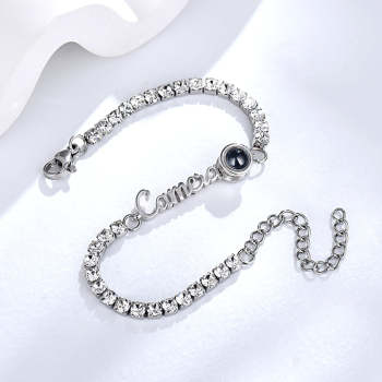 Benutzerdefinierte Namens-tennisarmbänder, Fotoprojektion, Modisches All-diamonds-armband, Geschenke Für Sie - ihrenamenskettede