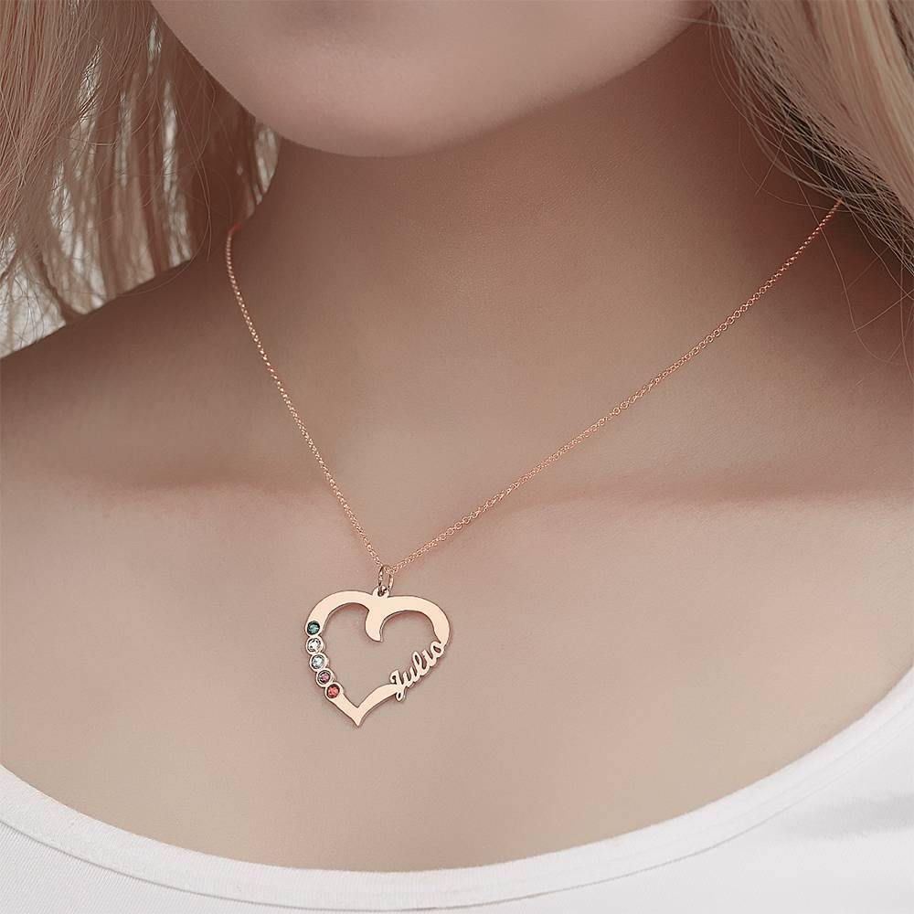 Namenshalskette Mit Fünf Geburtssteinen Rose Gold Plated - Silber
