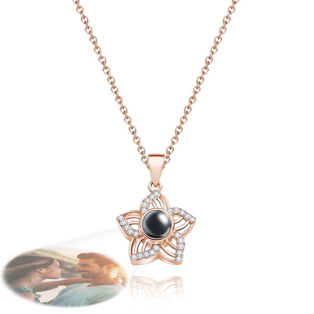 Personalisierte Projektions-Foto-Halskette, romantische Sakura, einzigartige Geschenke für Freundinnen - NameNecklace