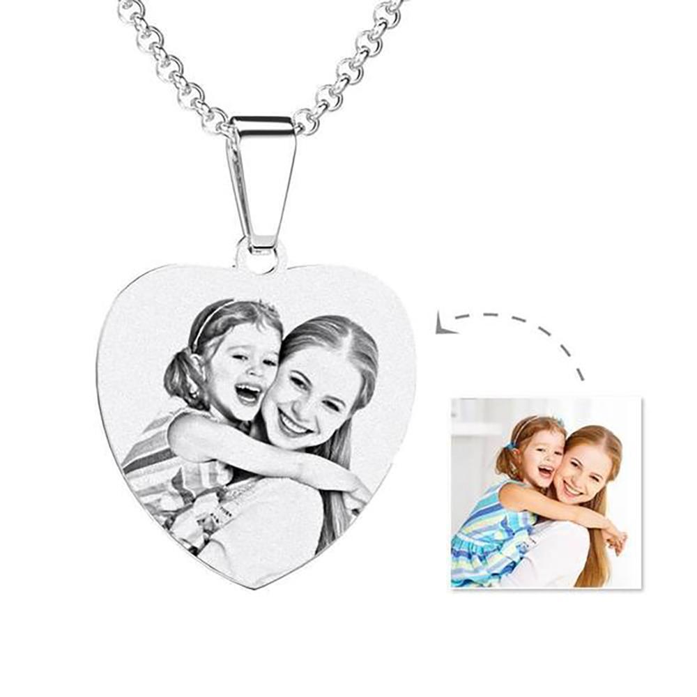 Mutter S Tag Geschenke Frauen S Herz Foto Graviert Halskette Edelstahl Schwarz Und Weiß
