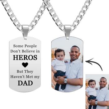 Personalisierte Foto Eingraviert Halskette Edelstahl Geschenk Für Papa