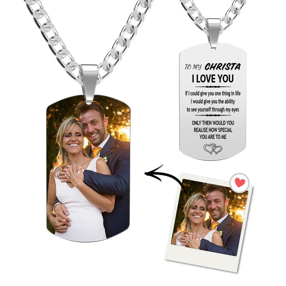 Gravur Tag Halskette Foto Halskette Geschenke Für Freundin Jahrestag Einzigartiges Design Geschenke